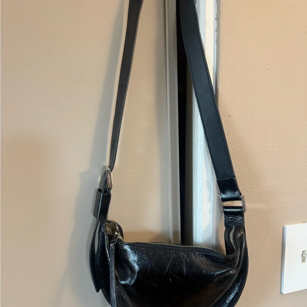 All Saints Black Leather Crossbody Bag - Picture 9 of 10